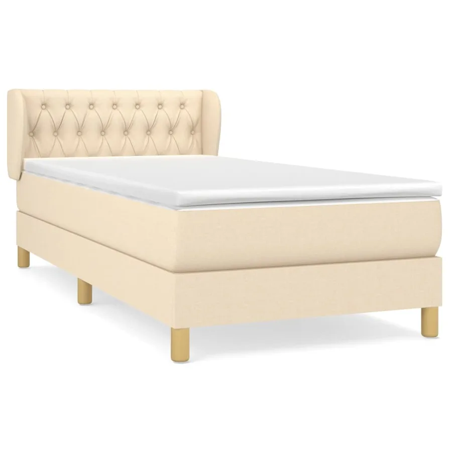 Sommier à lattes de lit avec matelas Crème 100x200 cm Tissu - 2