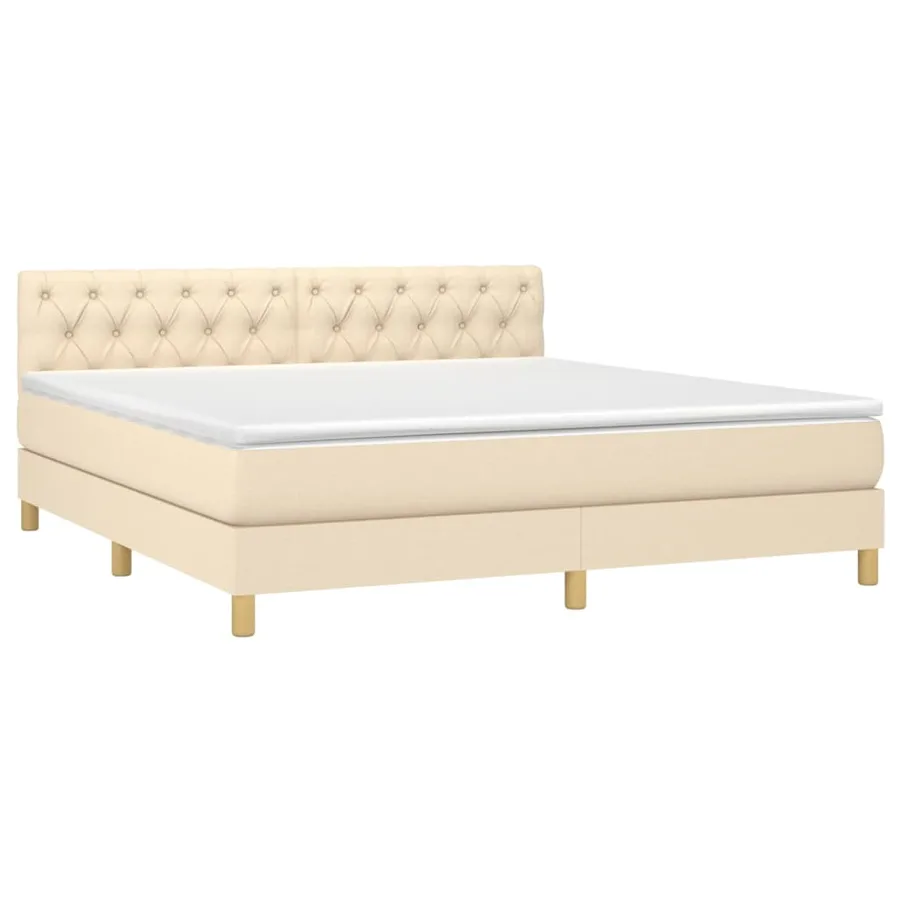 Sommier à lattes de lit avec matelas LED Crème 160x200 cm Tissu - 3