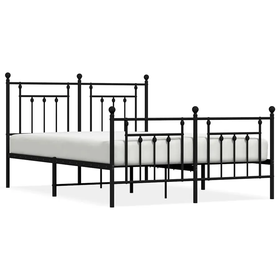 Cadre de lit métal sans matelas avec pied de lit noir 140x200cm - 2