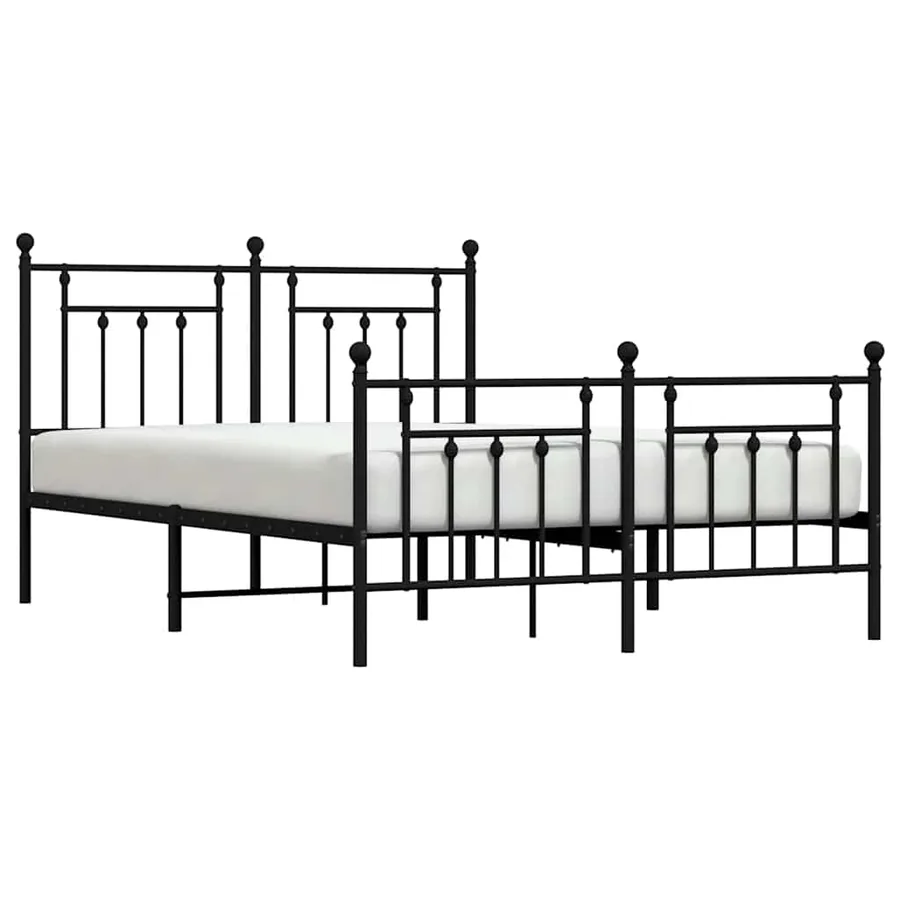 Cadre de lit métal sans matelas avec pied de lit noir 140x200cm - 5
