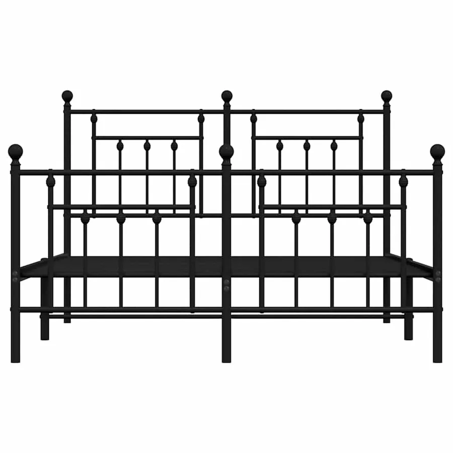 Cadre de lit métal sans matelas avec pied de lit noir 140x200cm - 6