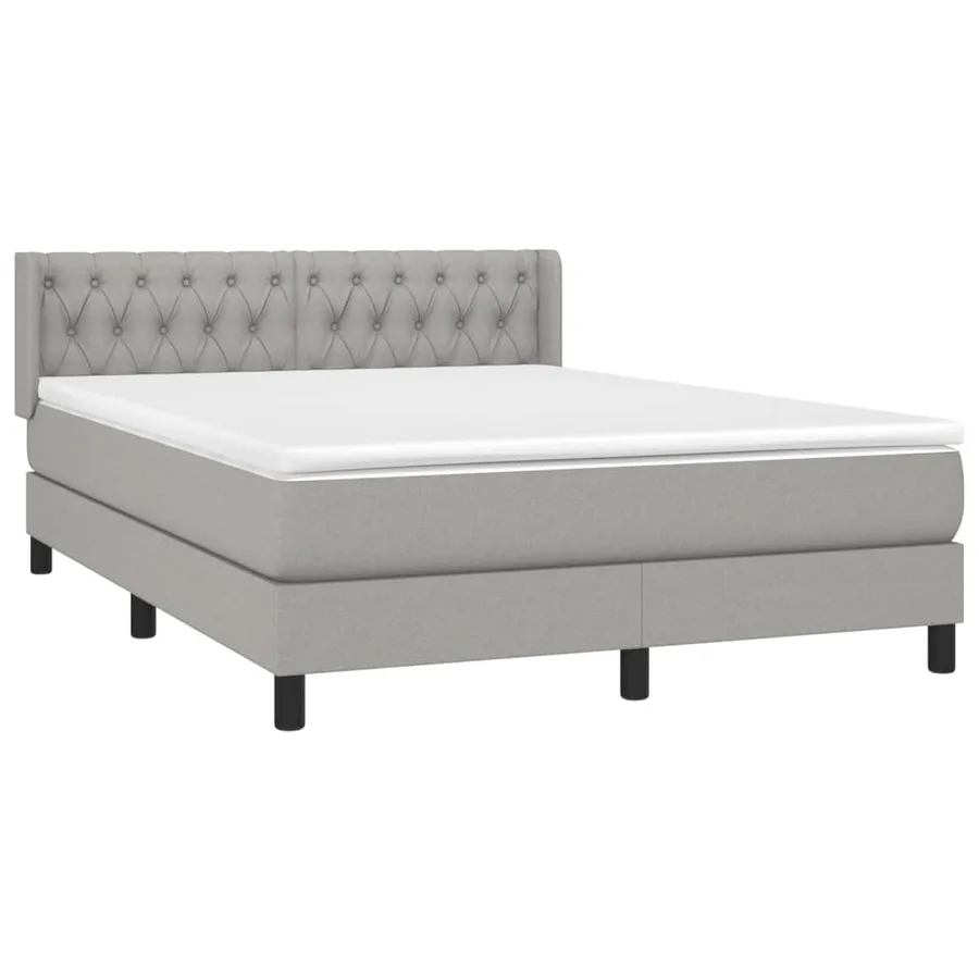 Sommier à lattes de lit avec matelas Gris clair 140x200cm Tissu - 3