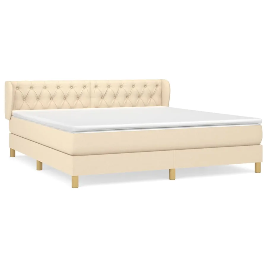 Sommier à lattes de lit avec matelas Crème 160x200 cm Tissu - 2
