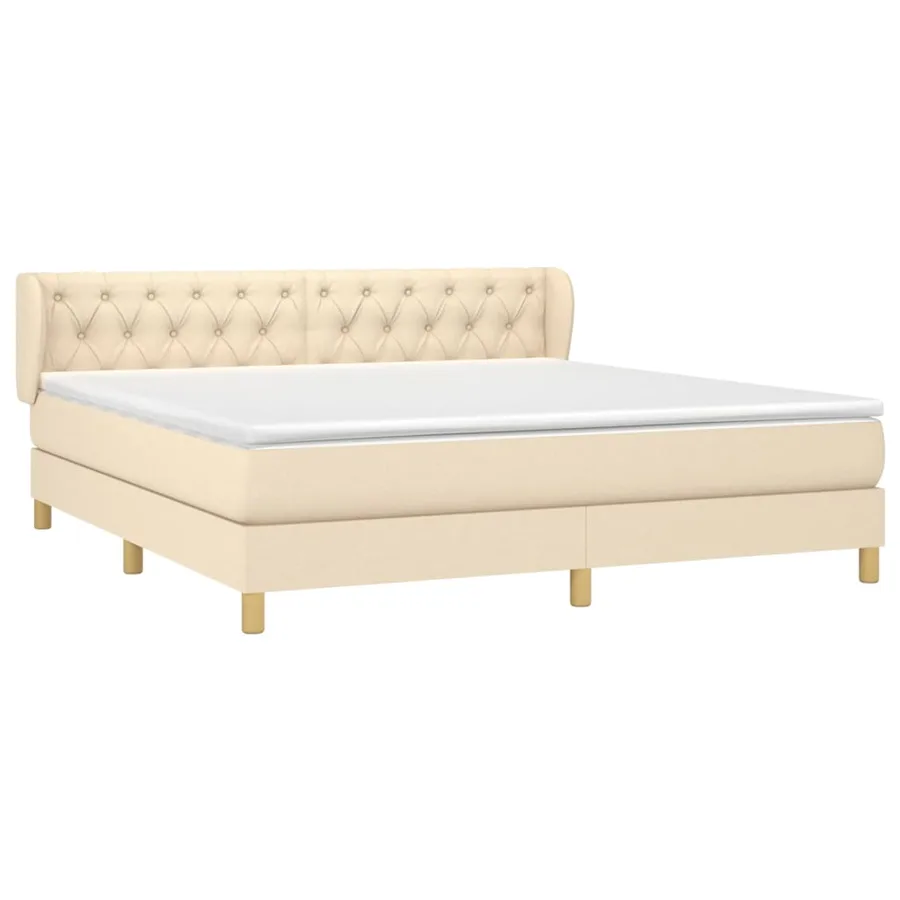 Sommier à lattes de lit avec matelas Crème 160x200 cm Tissu - 3