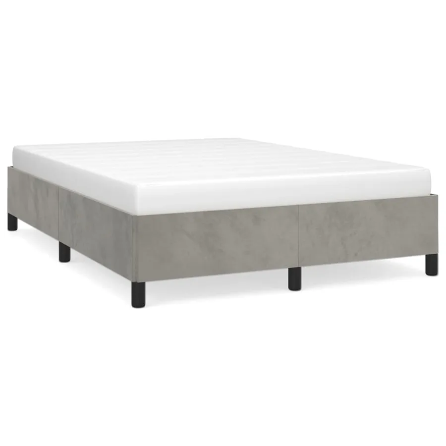 Cadre de lit sans matelas gris clair 140x190 cm velours - 2