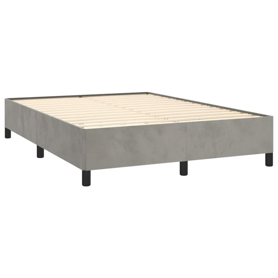 Cadre de lit sans matelas gris clair 140x190 cm velours - 4