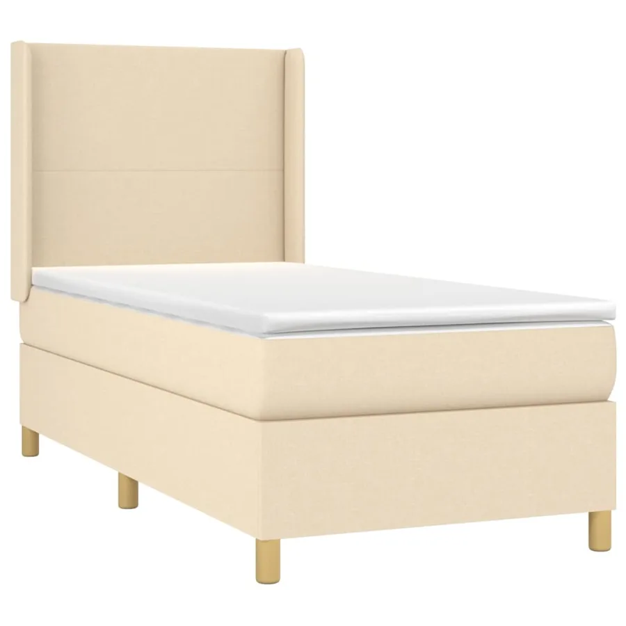 Sommier à lattes de lit matelas et LED Crème 100x200 cm Tissu - 4