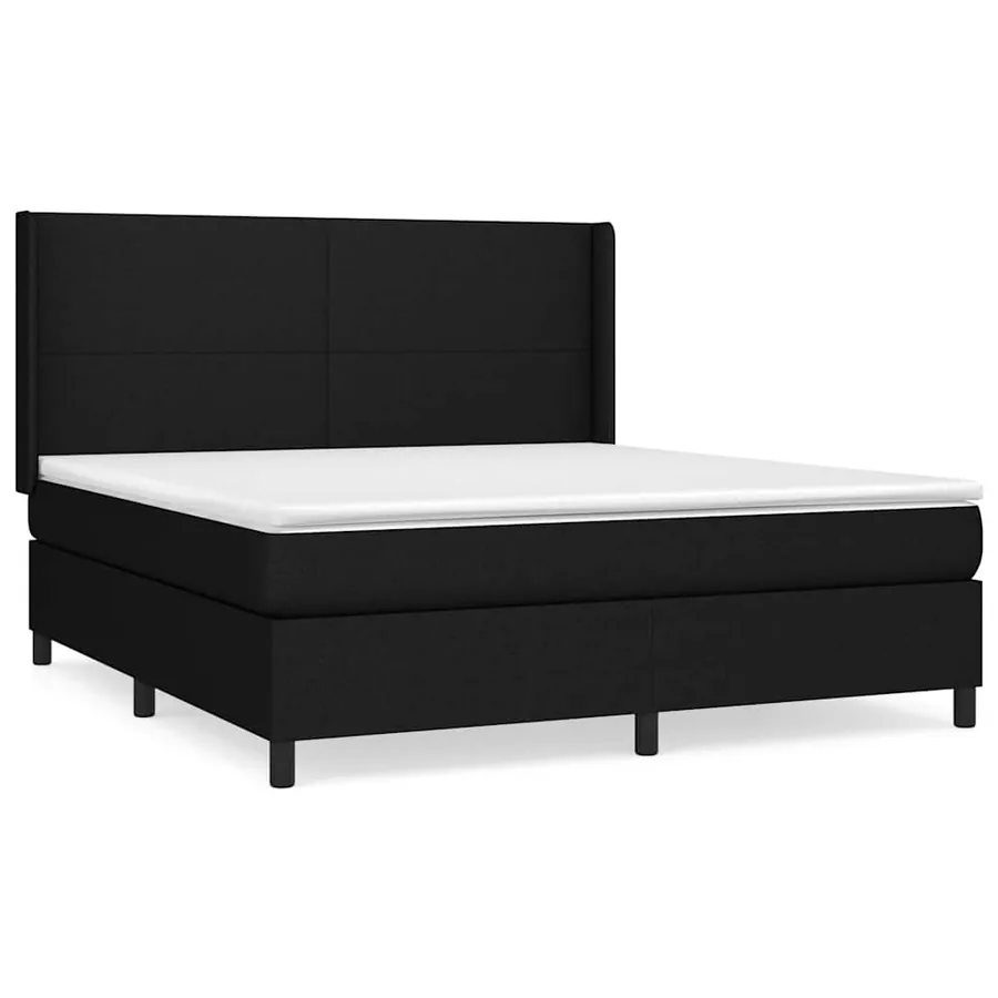 Sommier à lattes de lit avec matelas Noir 180x200 cm Tissu - 2