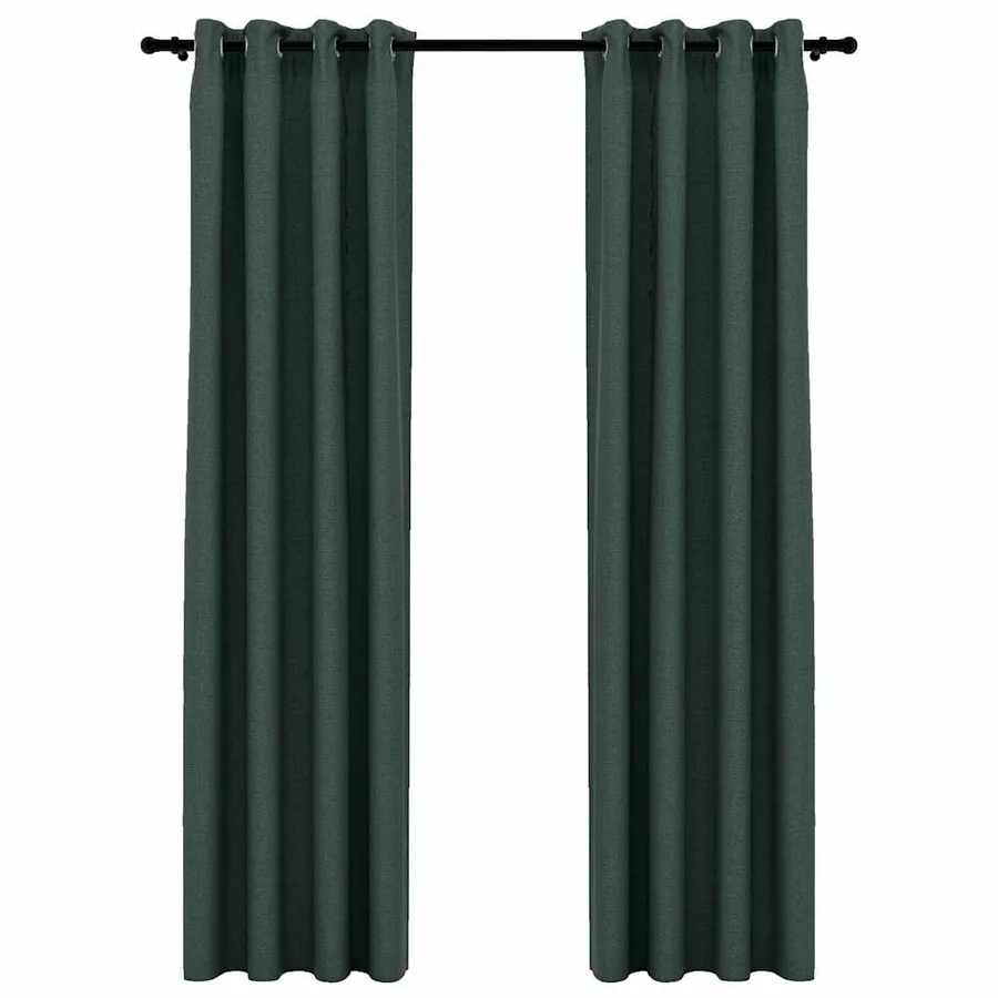 Rideaux occultants Aspect lin avec œillets 2 pcs Vert 140x245cm - 2