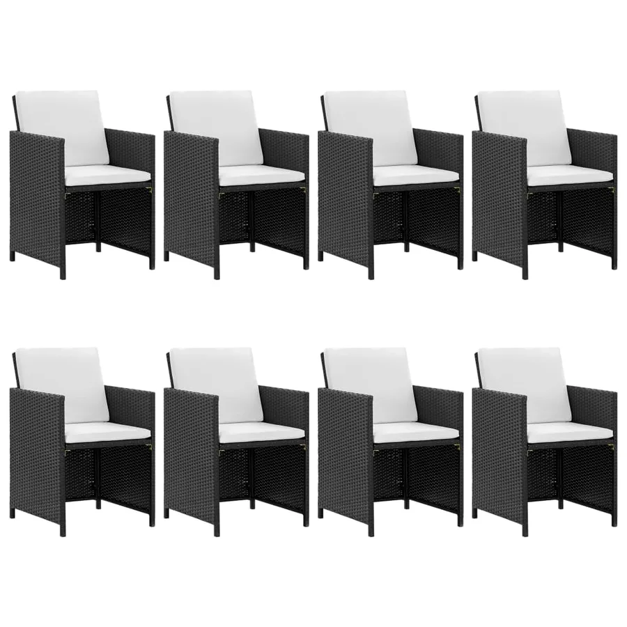 Ensemble à manger d'extérieur 9pcs coussins Résine tressée Noir - 2