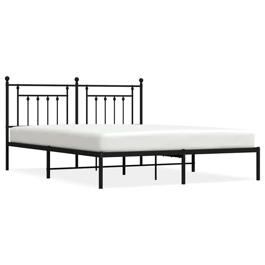 Cadre de lit métal sans matelas avec tête de lit noir 183x213cm - 2