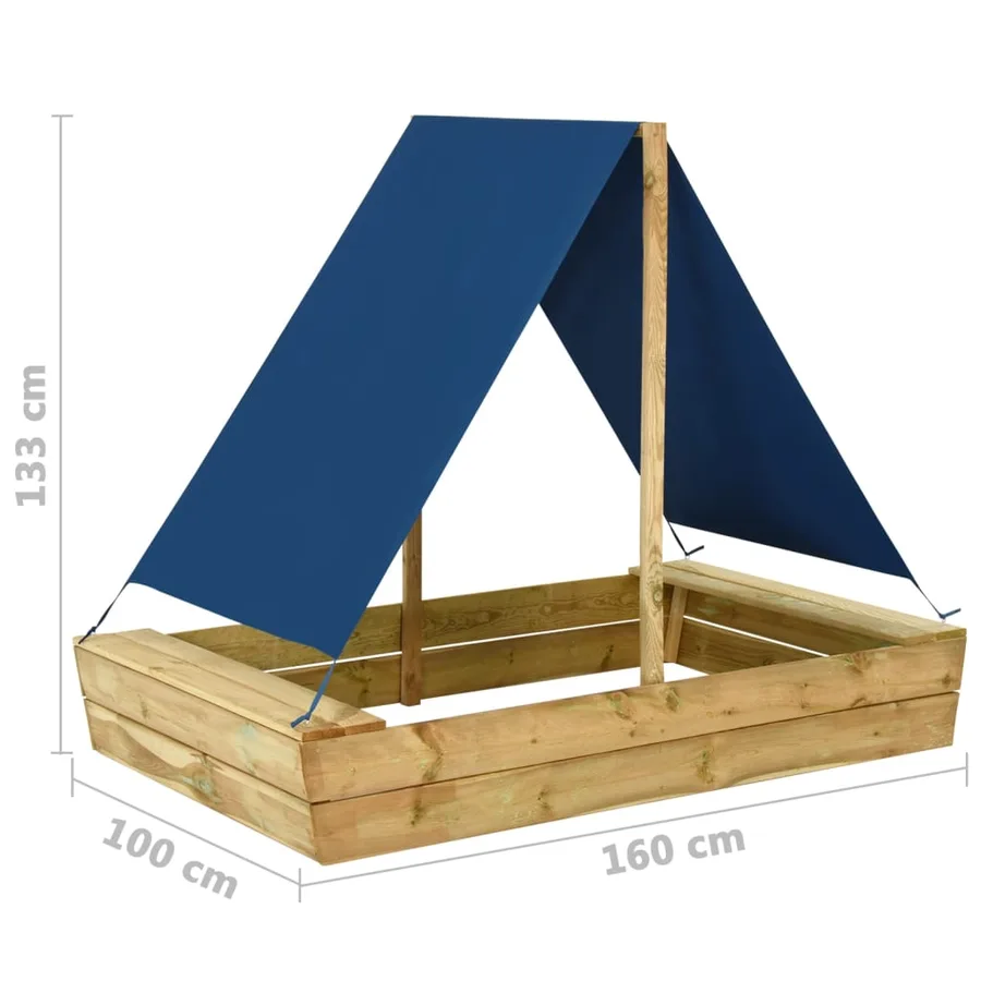 Bac à sable avec toit 160x100x133 cm Bois de pin imprégné - 5