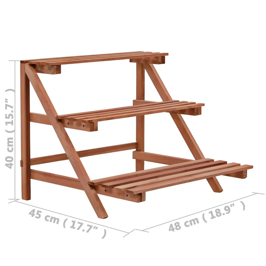 Support à 3 niveaux pour plantes Bois de cèdre 48 x 45 x 40 cm - 6