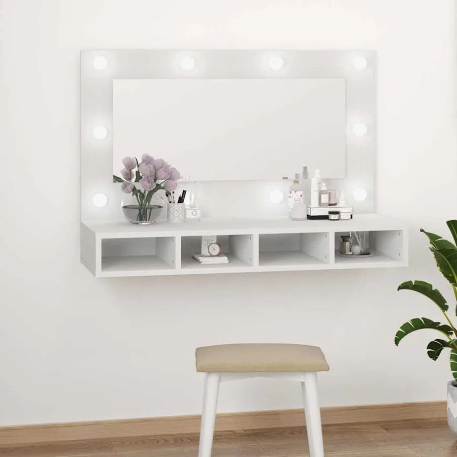 Armoire à miroir avec LED blanc 90x31,5x62 cm - 12