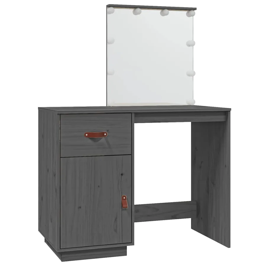 Coiffeuse avec LED Gris 95x50x133,5 cm Bois de pin massif - 2