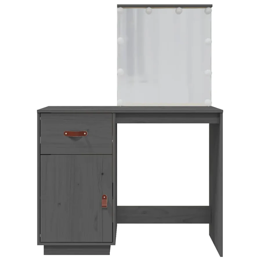 Coiffeuse avec LED Gris 95x50x133,5 cm Bois de pin massif - 6