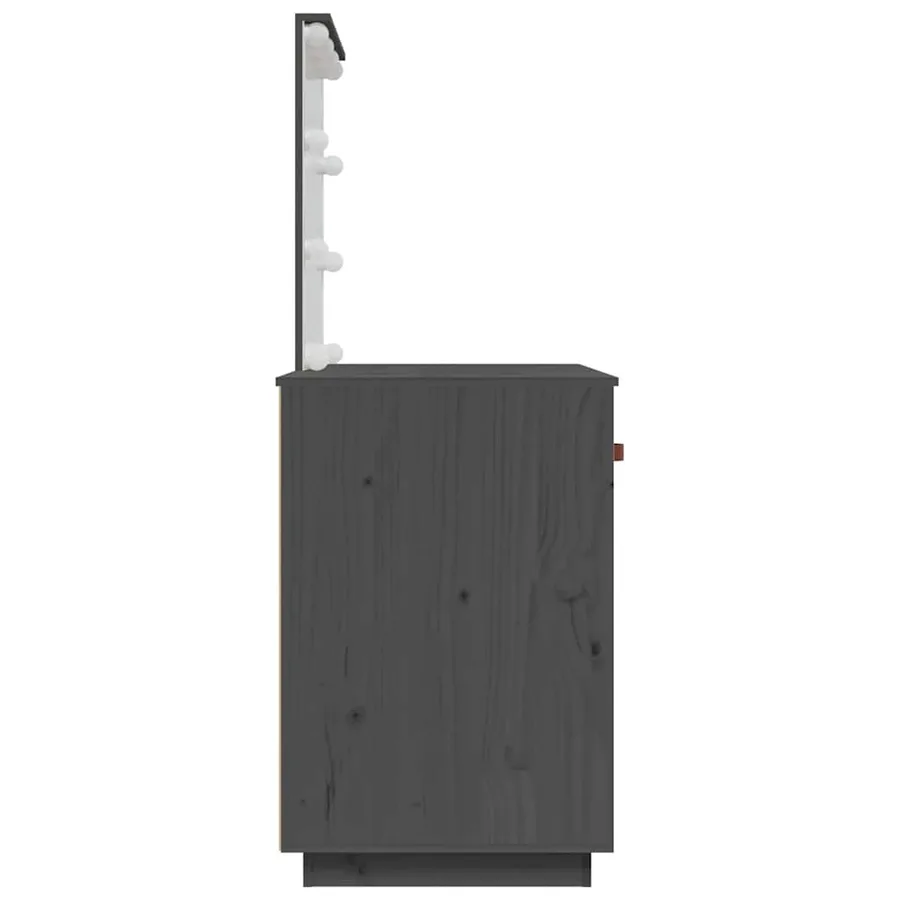 Coiffeuse avec LED Gris 95x50x133,5 cm Bois de pin massif - 7