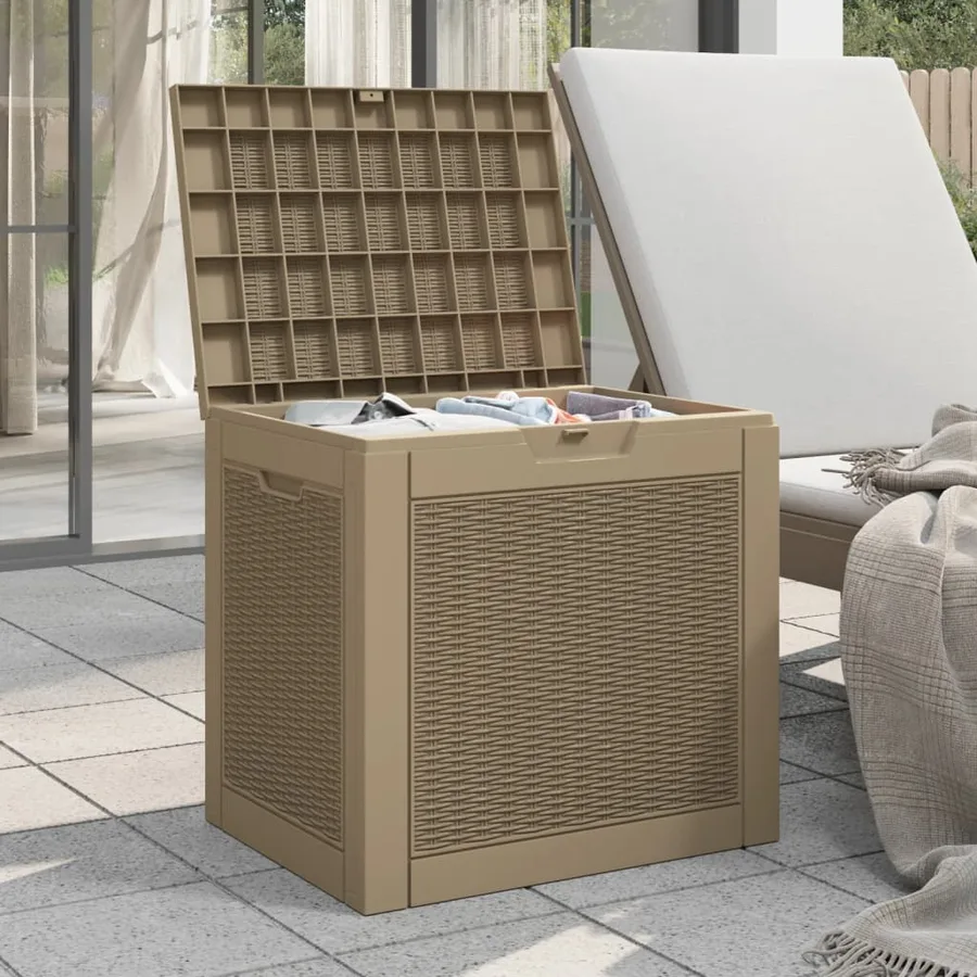 Boîte de stockage de jardin marron clair 55,5x43x53 cm PP - 3