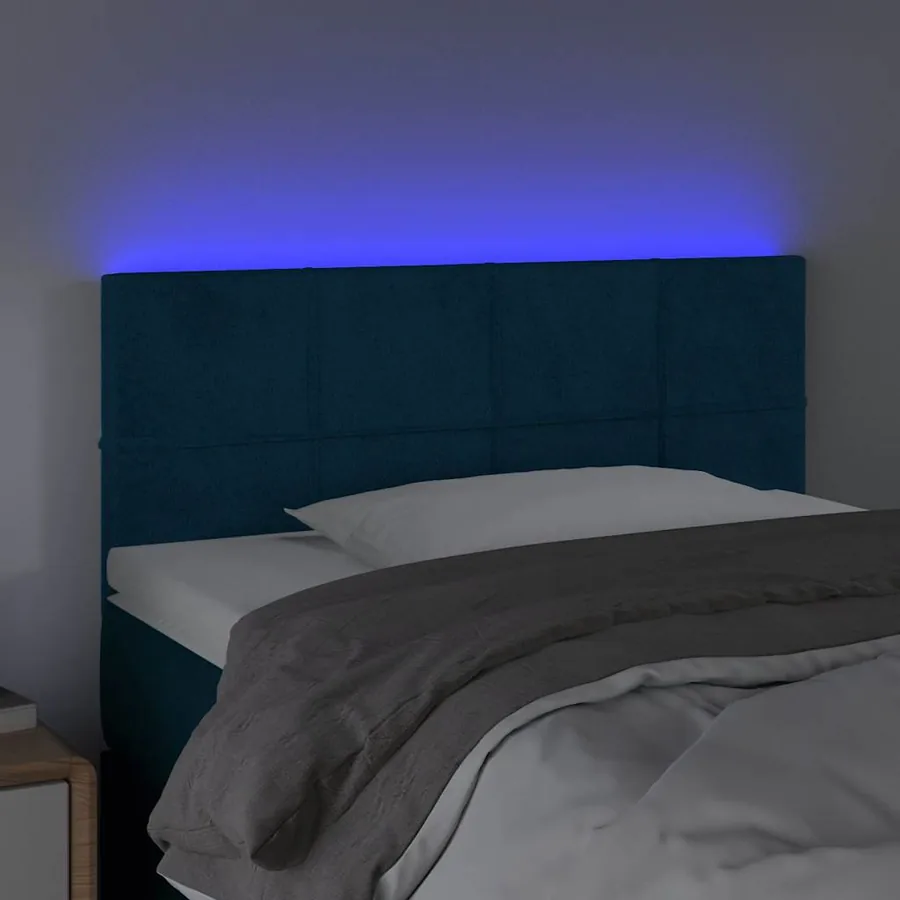 Tête de lit à LED Bleu foncé 100x5x78/88 cm Velours - 3