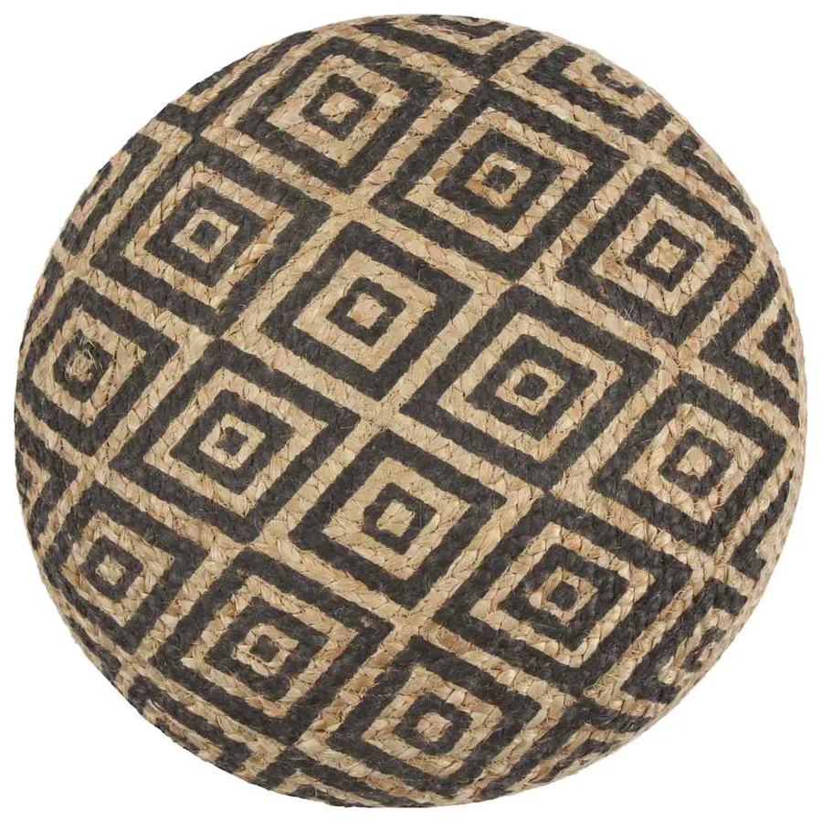 Pouf fait à la main Noir 45 x 30 cm Jute - 2