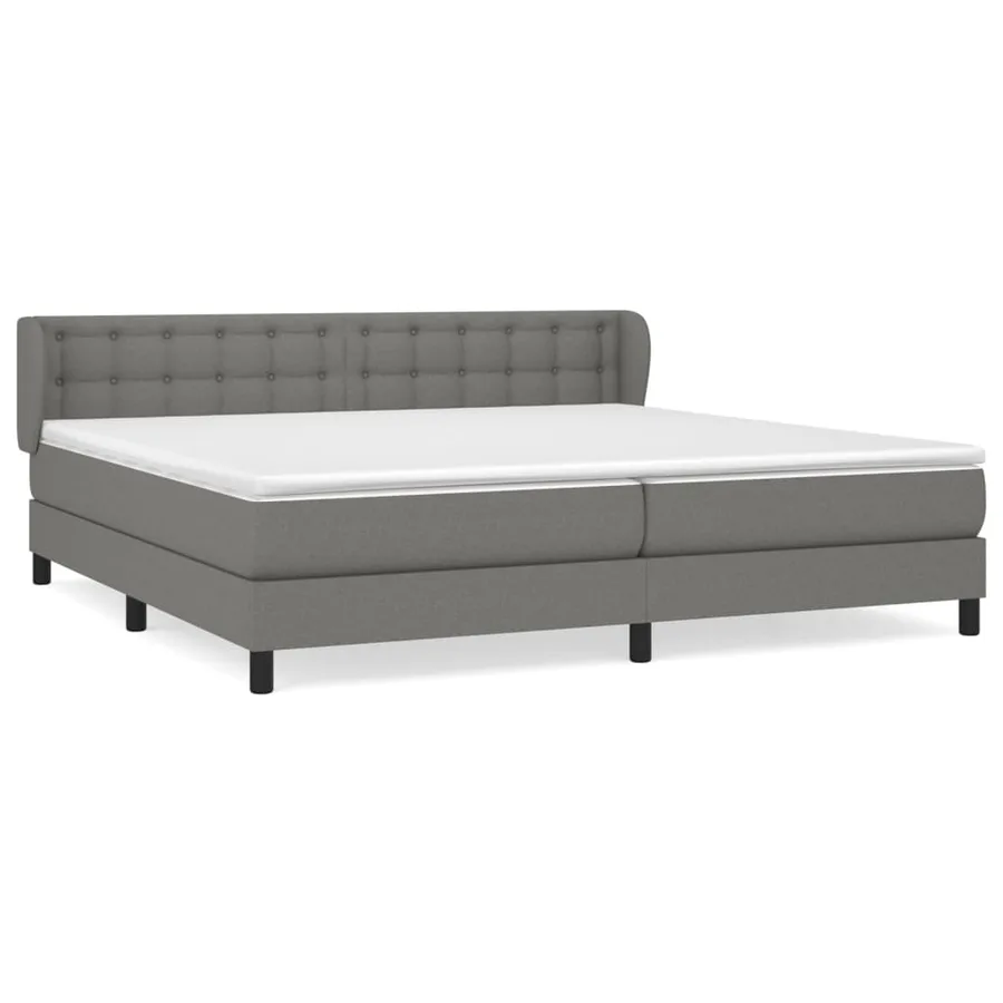 Sommier à lattes de lit avec matelas Gris foncé 200x200cm Tissu - 2