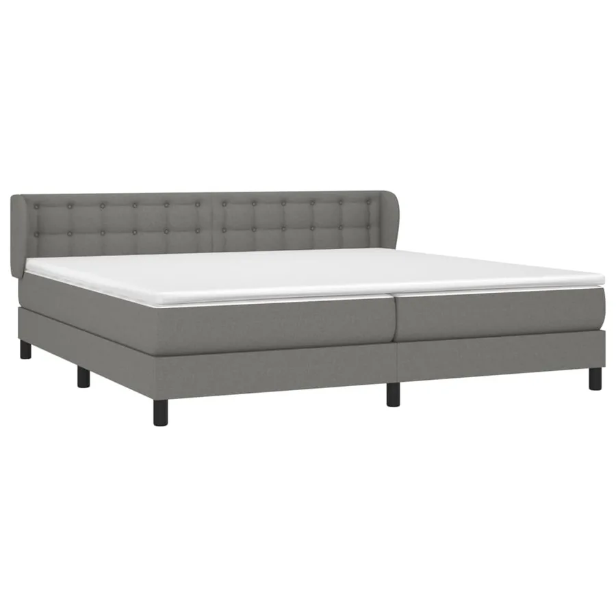 Sommier à lattes de lit avec matelas Gris foncé 200x200cm Tissu - 3
