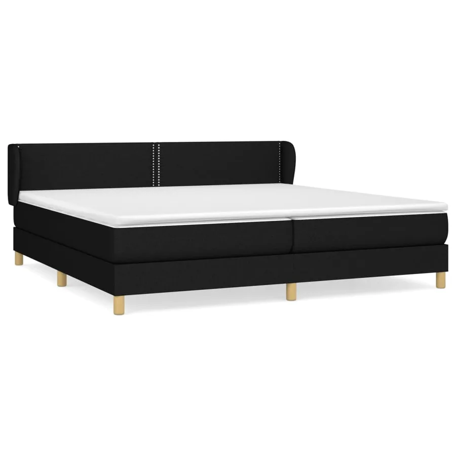 Sommier à lattes de lit avec matelas Noir 200x200 cm Tissu - 2