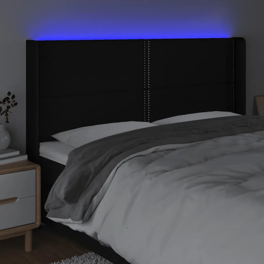 Tête de lit à LED Noir 203x16x118/128 cm Tissu - 4