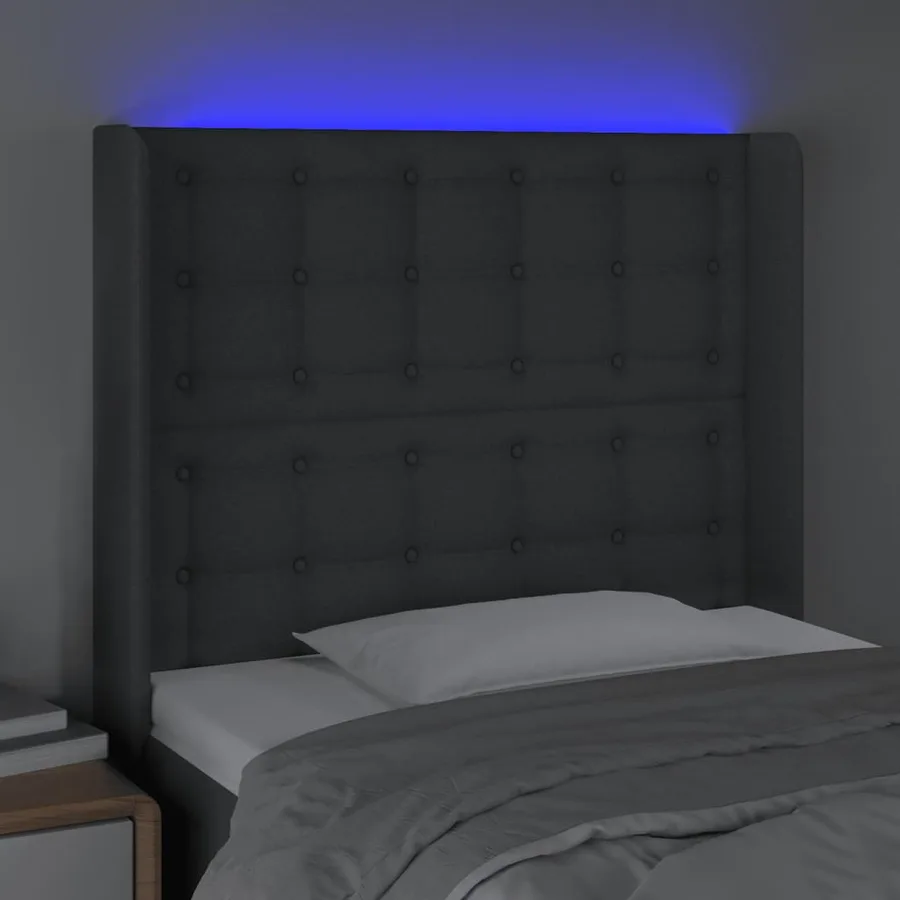 Tête de lit à LED Gris foncé 103x16x118/128 cm Tissu - 4