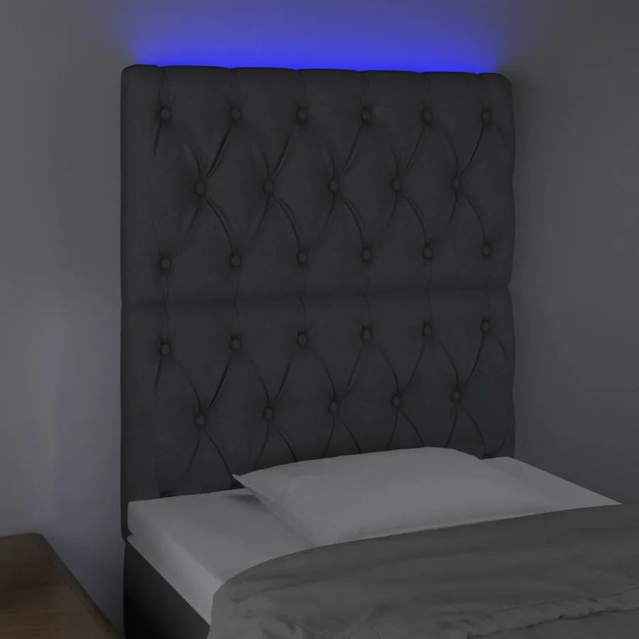 Tête de lit à LED Gris foncé 80x7x118/128 cm Tissu - 3