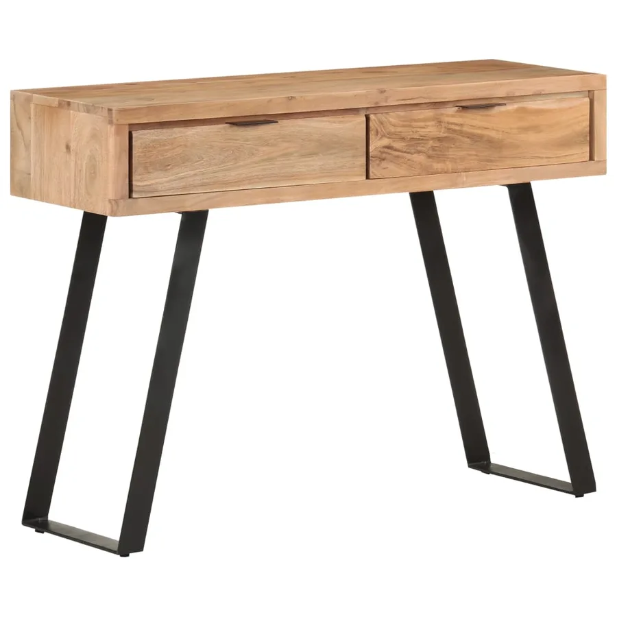Table console 100x35x76 cm Bois d'acacia avec bord naturel - 10