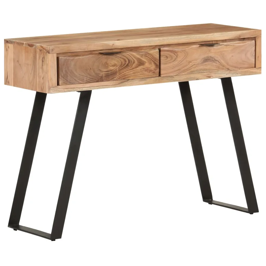 Table console 100x35x76 cm Bois d'acacia avec bord naturel - 11