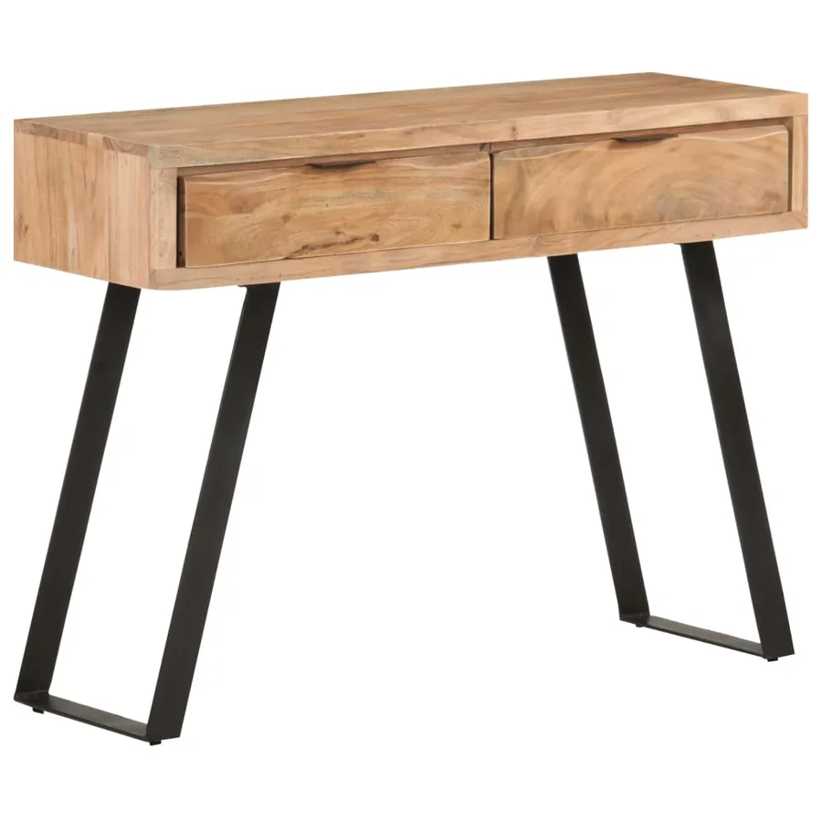 Table console 100x35x76 cm Bois d'acacia avec bord naturel - 12