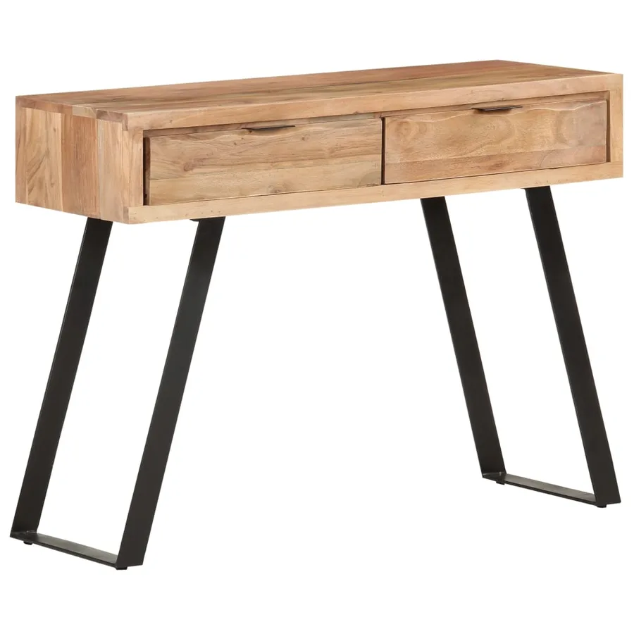 Table console 100x35x76 cm Bois d'acacia avec bord naturel - 13