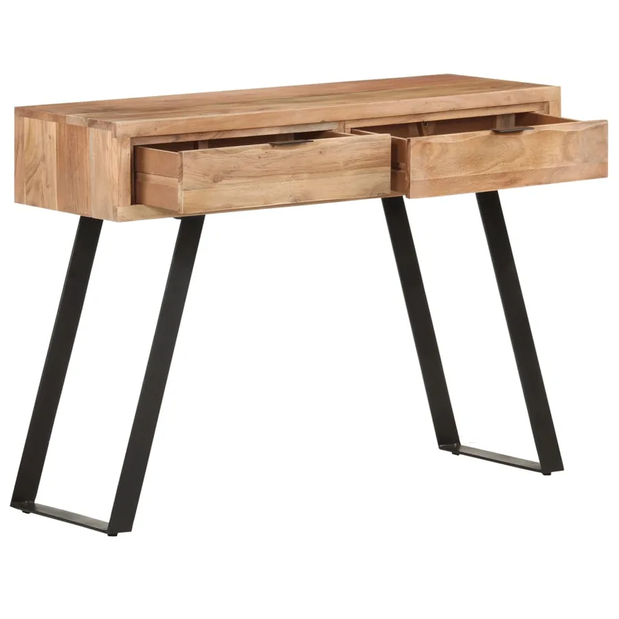Table console 100x35x76 cm Bois d'acacia avec bord naturel - 2