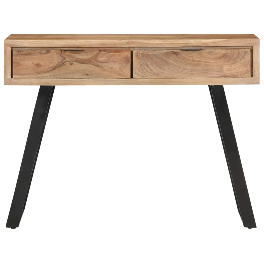 Table console 100x35x76 cm Bois d'acacia avec bord naturel - 3