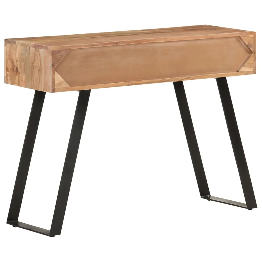 Table console 100x35x76 cm Bois d'acacia avec bord naturel - 4