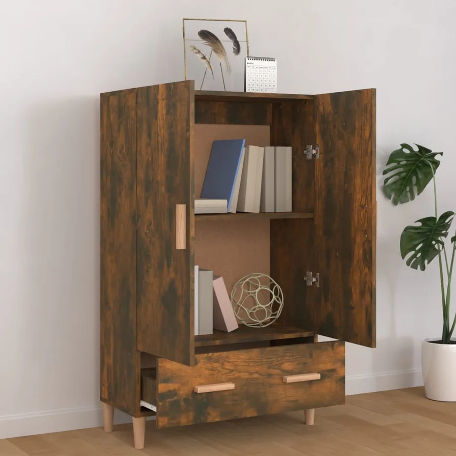 Buffet haut Chêne fumé 70x31x115 cm Bois d'ingénierie - 6