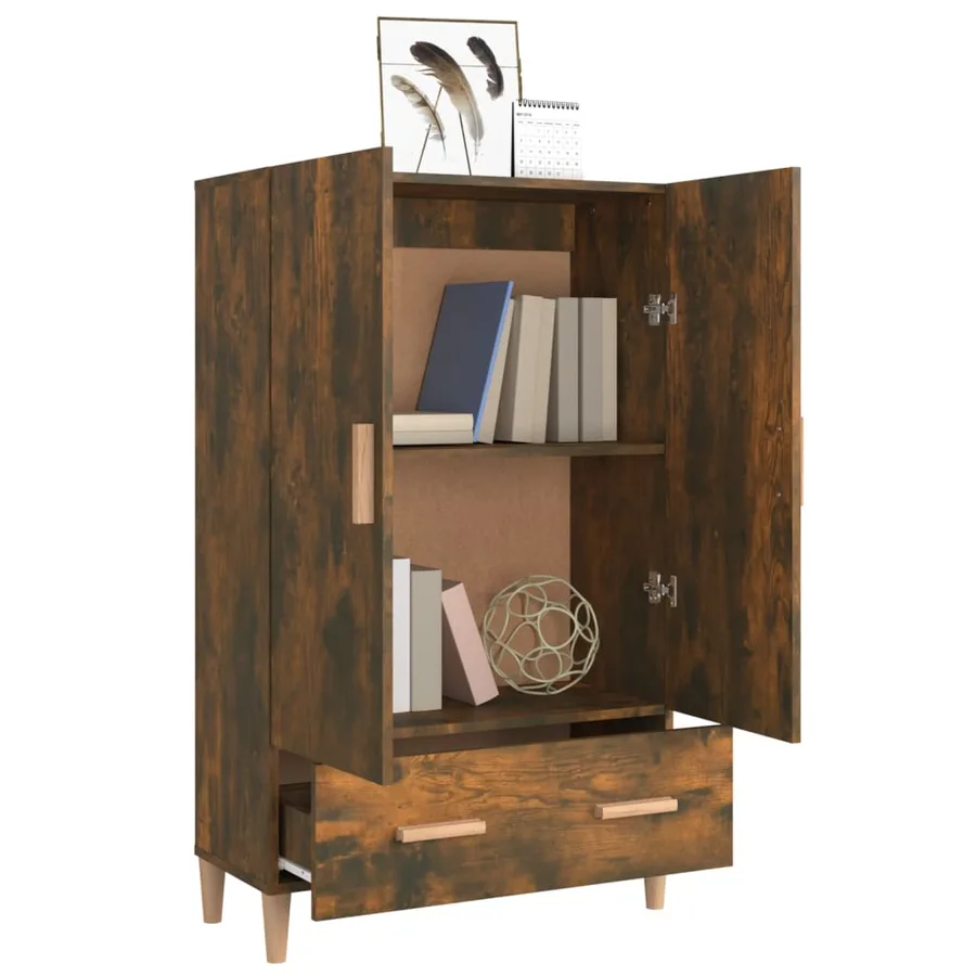 Buffet haut Chêne fumé 70x31x115 cm Bois d'ingénierie - 7