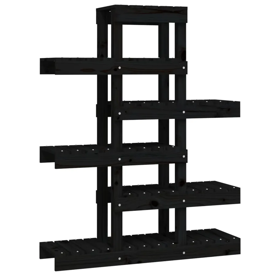 Support à plantes Noir 85x25x109,5 cm Bois massif de pin - 2
