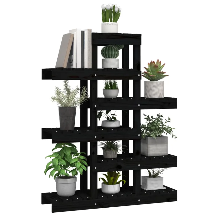 Support à plantes Noir 85x25x109,5 cm Bois massif de pin - 4