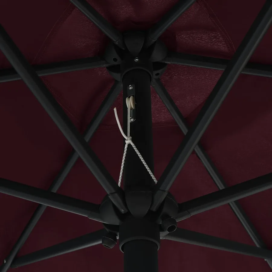 Parasol de jardin et mât en aluminium 270x246 cm rouge bordeaux - 5