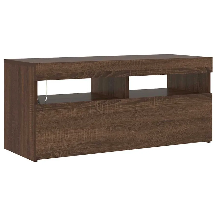Meuble TV avec lumières LED Chêne marron 90x35x40 cm - 13