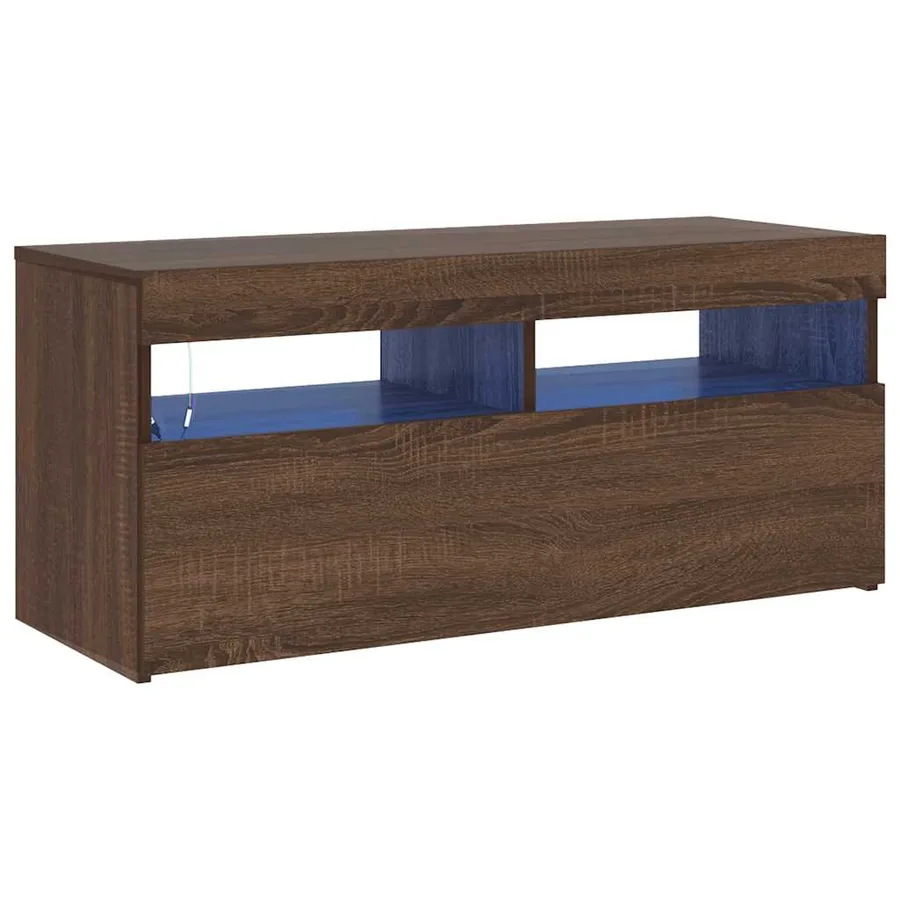 Meuble TV avec lumières LED Chêne marron 90x35x40 cm - 2