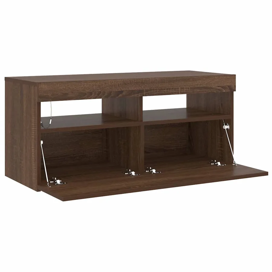 Meuble TV avec lumières LED Chêne marron 90x35x40 cm - 7