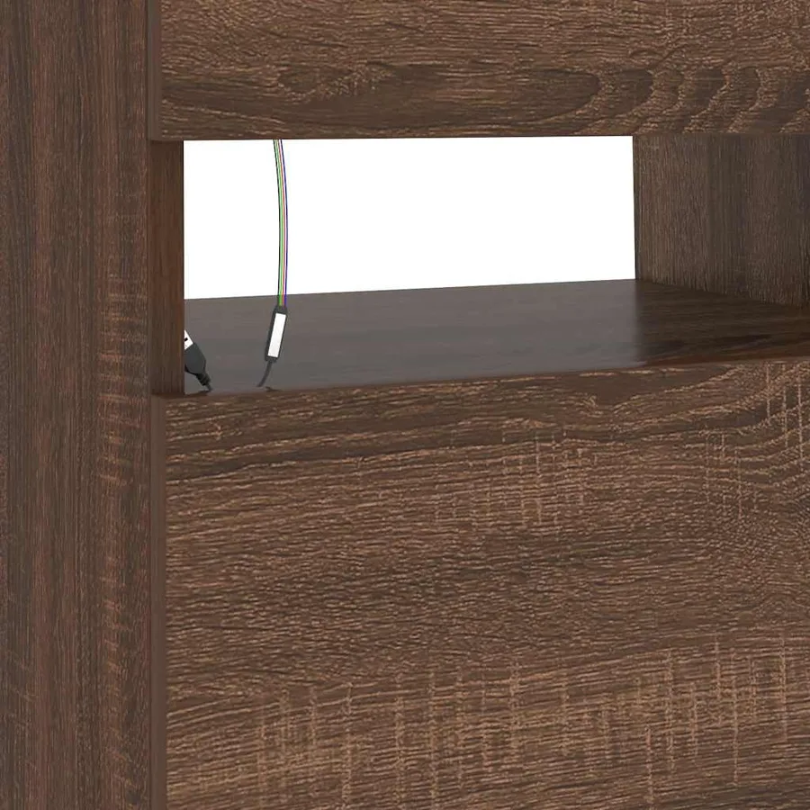Meuble TV avec lumières LED Chêne marron 90x35x40 cm - 8