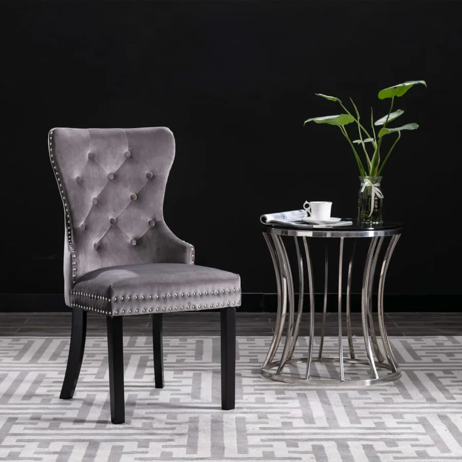 Chaises à manger lot de 2 gris velours - 2
