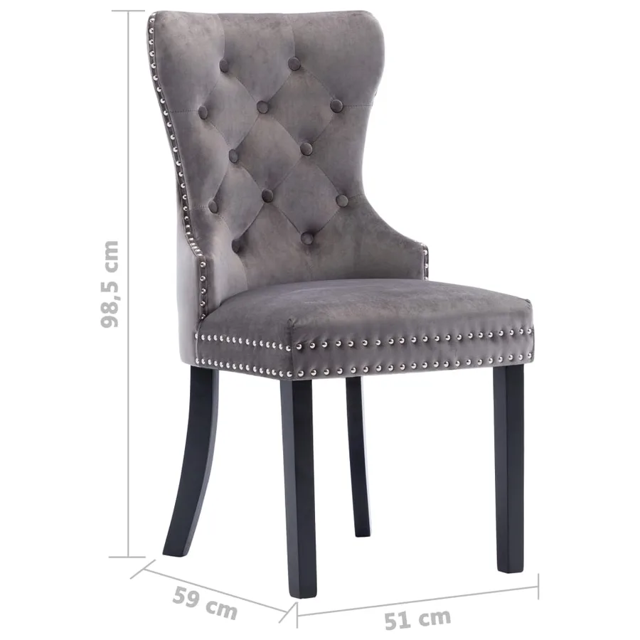 Chaises à manger lot de 2 gris velours - 9