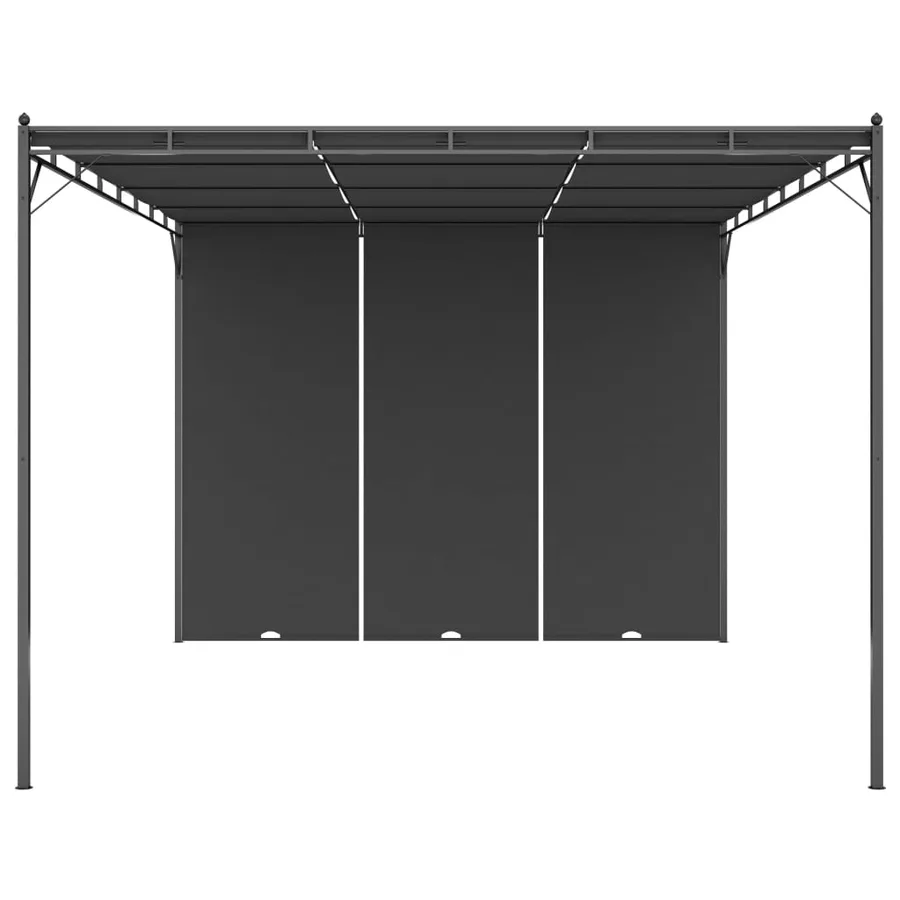 Belvédère de jardin avec rideau latéral 4x3x2,25 m Anthracite - 2
