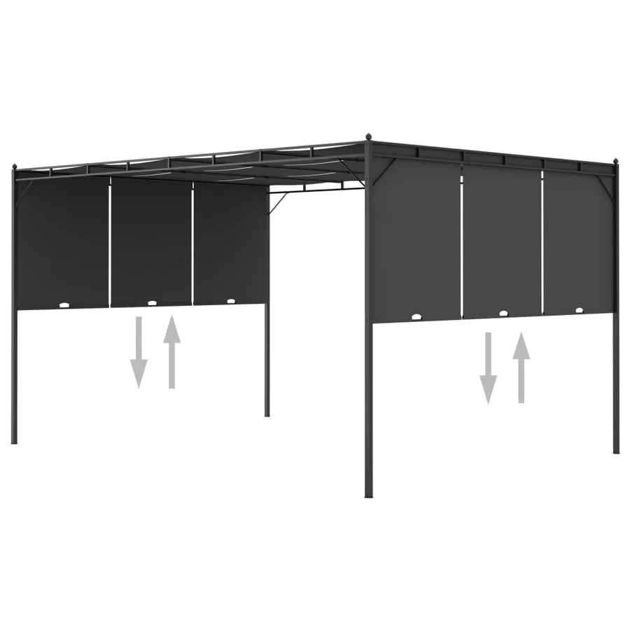 Belvédère de jardin avec rideau latéral 4x3x2,25 m Anthracite - 6